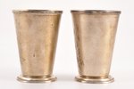 2 стакана, серебро,  875 проба, штихельная резьба, золочение, 1958 г., 163.50 г, Таллинский ювелирны...