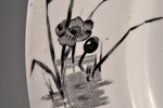 decorative plate, "Irises", Art Nouveau, K.P.M. Dreylingsbusch, faience, M.S. Kuznetsov manufactory,...