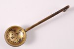 spoon for salt, silver, 84 standard, 6.65 g, gilding, painted enamel, 6.3 cm, 1908-1916, Moscow, Rus...