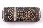 спичечница, серебро, чернение, 1870-е гг., 25.35 г, Франция, 5.55 x 22.5 x 1.14 см...
