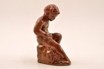figurine, A boy with a shovel, ceramics, Lithuania, USSR, Kaunas industrial complex "Daile", the 50-...