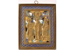 ikona, Svētnieks Gregors no Nazianzas, Svētais Basilijs Lielais un Svētītājs Jānis Zeltamute, vara s...