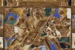 икона, Святой великомученик Димитрий Солунский, поражающий царя Калояна, медный сплав, 6-цветная эма...