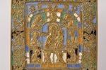 ikona, Dievmāte ar Jēzu Kristu un svētajiem, vara sakausējuma, 6-krāsu emalja, Krievijas impērija, 1...
