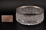 конфетница, серебро, хрусталь, 875 проба, Ø 20.8 см, 30-е годы 20го века, Латвия...