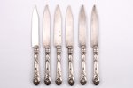 set, set of 6 fruit knives, B. Buch, Warszawa, silver plated, Russia, Congress Poland, 1882-1893, 15...