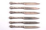 set, set of 6 fruit knives, B. Buch, Warszawa, silver plated, Russia, Congress Poland, 1882-1893, 15...