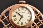 pulkstenis-kulons, "Čajka", PSRS, 20.gs. 70tie gadi, zelts, 583 prove, (kopējs) 15.60 g., Ø 3.4 cm,...