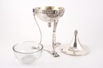caviar server, silver, glass, 84 standart, 1908-1916, (without glass insert) 522.50, St. Petersburg,...