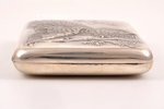 cigarette case, silver, "Grouse", 875 standard, 166.35 g, gilding, silver stamping, 10.9 x 8.6 x 2.2...