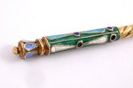set of 6 spoons, silver, 84 standart, gilding, cloisonne enamel, 1908-1916, 142.40 g, Moscow, Russia...