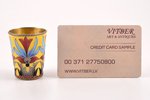 стопка, серебро, 916 проба, 39.15 г, расписная эмаль, 4.5 см, Ленинградский ювелирный завод, 1956 г....