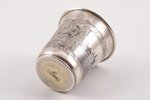 beaker, silver, 84 standard, 37.60 g, engraving, niello enamel, 4.5 cm, 1865, Moscow, Russia...