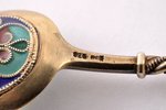 teaspoon, silver, 925 standard, 9.50 g, plique-à-jour vitreous enamel, 11.1 cm...