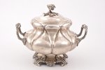 sugar-bowl, silver, 84 standart, gilding, 1850, 757.40 g, by Carl Seipel, St. Petersburg, Russia, h...