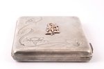 cigarette case, silver, with gold monogram, 84 standard, 171.10 g, engraving, 11.2 x 8.6 x 1.7 cm, A...