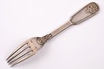 fork, silver, Mih. Nicol. Raevsky, 1863, 84 standard, 92.50 g, 18.4 cm, 1880-1890, St. Petersburg, R...