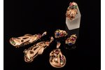 a set: a ring, 2 pairs earrings, a pendant, designed by Olegs Auzers, gold, decorative stones, 585 s...