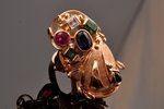 a set: a ring, 2 pairs earrings, a pendant, designed by Olegs Auzers, gold, decorative stones, 585 s...