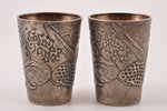 2 beakers, silver, 84 standart, 1908-1916, (total) 75.70 g, by Mikhail Tarasov, Moscow, Russia, 5 cm...