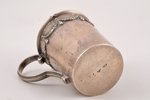 charka (little glass), silver, 84 standard, 112.30 g, h (с ручкой) 7.2 cm, "Fabergé", 1908-1916, Mos...