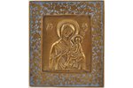 икона, Тихвинская икона Божьей матери, медный сплав, 1-цветная эмаль (голубая), Российская империя,...