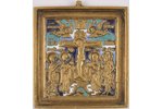 ikona, Kristus Krustā Sišana, vara sakausējuma, 4-krāsu emalja, Krievijas impērija, 19. un 20. gadsi...