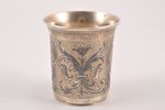 beaker, silver, 84 standard, 50.75 g, engraving, niello enamel, 5.6 cm, 1847, Moscow, Russia...