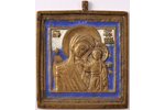 ikona, Kazaņas Dievmāte, vara sakausējuma, 2-krāsu emalja, Krievijas impērija, 19. un 20. gadsimtu r...