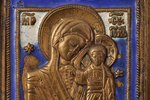 ikona, Kazaņas Dievmāte, vara sakausējuma, 2-krāsu emalja, Krievijas impērija, 19. un 20. gadsimtu r...