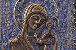 икона, Казанская икона Божией Матери, медный сплав, 1-цветная эмаль (синяя), Российская империя, 19-...