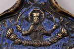 icon, Our Lady of Kazan, copper alloy, 1-color enamel (blue), Russia, the 19th cent., 12.3 x 8.7 x 0...