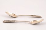 2 spoons, silver, 84 standart, niello enamel, engraving, 1848, 39.15 g, Moscow, Russia, 13.7 cm...