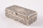 snuff-box, silver, 84 standard, 71.40 g, engraving, niello enamel, 7.1 x 3.6 x 2.1 cm, the end of th...