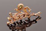 a brooch, gold, 56 standard, 7.20 g., the item's dimensions 5.4 x 2.2 cm, chrysolite, the beginning...
