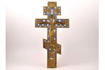 крест, Распятие Христово, бронза, 2-цветная эмаль, Российская империя, начало 20-го века, 38.2 x 19....