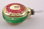 Christmas tree toy, "the Clocks", USSR, the 20th cent., Ø 8 cm...