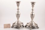 candlesticks, silver, 84 standard, 393.75+402.10 g, silver stamping, 32 cm, by Teodor Werner, 1898-1...