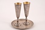tray with 2 flutes, silver, 84 standart, engraving, 1896, 1895, (total) 305.30 g, P. Milyukov worksh...