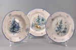 decorative plates, triptych "Winter", porcelain, sculpture's work, handpainted by Aija Mūrniece, Rig...