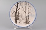 декоративная тарелка, "Зимний лес", фарфор, авторская работа, автор росписи - Айя Мурниеце, Рига (Ла...