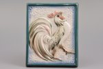 decorative wall plaque, "Rooster", porcelain, sculpture's work, handpainted by Aija Mūrniece, Riga (...