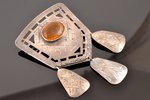 sakta, silver, 17.55 g., the item's dimensions 7.7 x 4.8 cm, amber, 1936, Latvia...