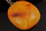 a necklace, (amber) ~30 g., the item's dimensions (amber) 5.8 x 5 x 1.7 cm, (chain) 74 cm, amber...