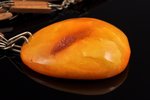 a necklace, (amber) ~30 g., the item's dimensions (amber) 5.8 x 5 x 1.7 cm, (chain) 74 cm, amber...