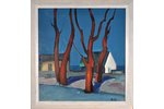 Delle Biruta (1944), Ziemas diena, kartons, eļļa, 69.5 x 64.5 cm...