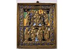 ikona, Jēzus Kristus un svētie, vara sakausējuma, 6-krāsu emalja, Krievijas impērija, 19. gs., 7.5 x...