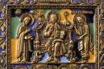icon, Jesus Christ and saints, copper alloy, 6-color enamel, Russia, the 19th cent., 7.5 x 9.5 cm...