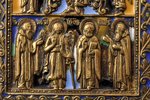 ikona, Jēzus Kristus un svētie, vara sakausējuma, 6-krāsu emalja, Krievijas impērija, 19. gs., 7.5 x...