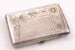 cigarette case, silver, 84 standard, 163.6 g, engraving, 12.1 x 8.3 x 1.9 cm, workshop of Krutikov I...
